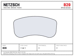 NETZSCH Brembo B29 brake pad drawing, 29 mm thick