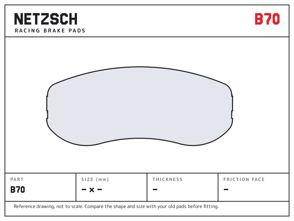 NETZSCH Brembo B70 brake pad drawing, 30 mm thick