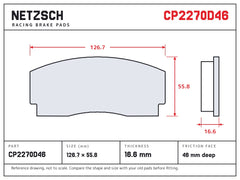 NETZSCH AP Racing CP2270D46 brake pad drawing, 16.6 mm thick
