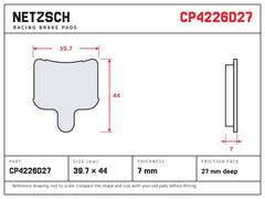 NETZSCH AP Racing CP4226D27 brake pad drawing, 7 mm thick