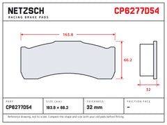 NETZSCH AP Racing CP6277D54 brake pad drawing, 32 mm thick