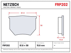 NETZSCH Ferodo FRP202 brake pad drawing, 15.8 mm thick