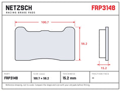 NETZSCH Ferodo FRP3148 brake pad drawing, 15.2 mm thick