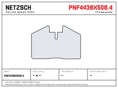 NETZSCH Alcon PNF4436X508.4 brake pad drawing, 17.5 mm thick