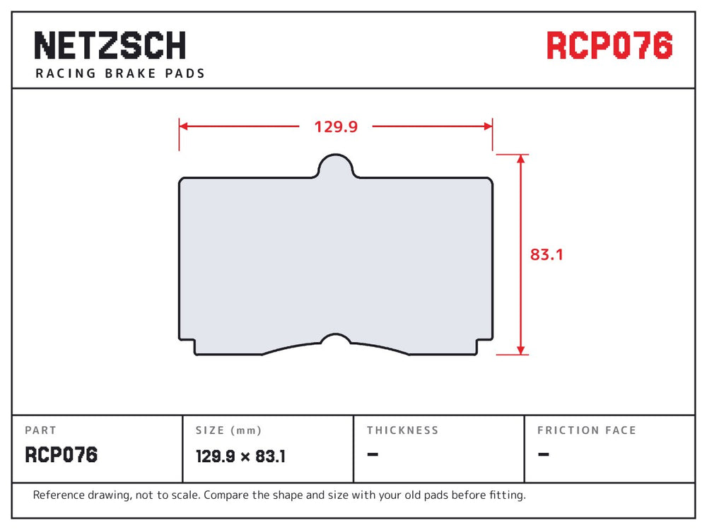 NETZSCH Endless RCP076 brake pad drawing