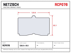 NETZSCH Endless RCP076 brake pad drawing