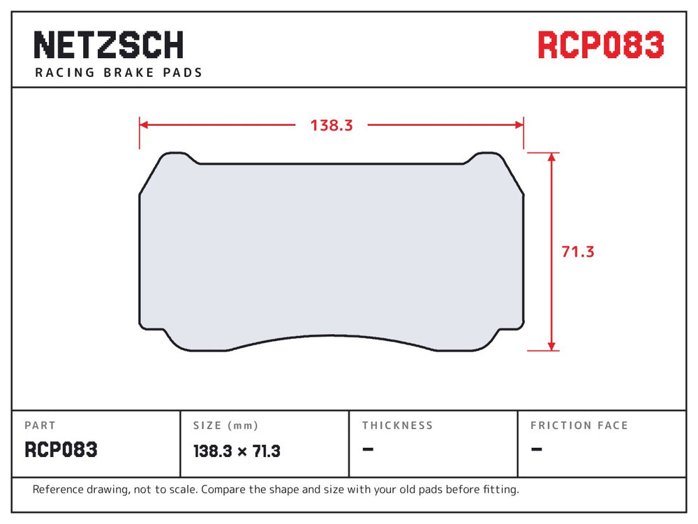 NETZSCH Endless RCP083 brake pad drawing