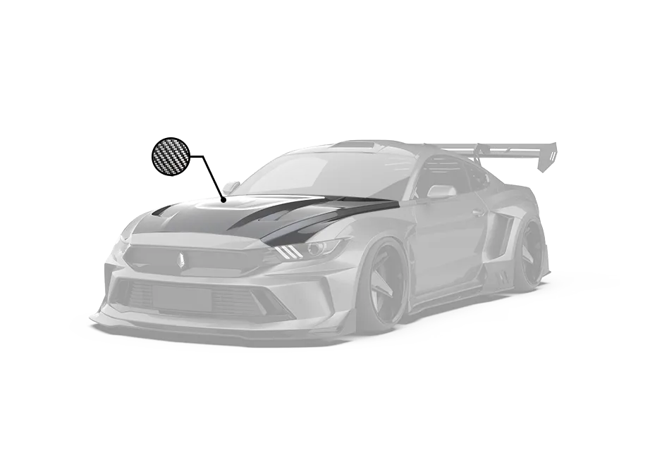 Robot "DAWN & DUSK" Tempered Glass Hood Bonnet For Ford Mustang S550 2015-ON