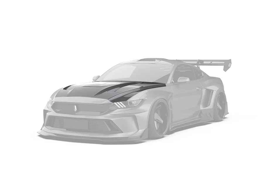 Robot "DAWN & DUSK" Tempered Glass Hood Bonnet For Ford Mustang S550 2015-ON