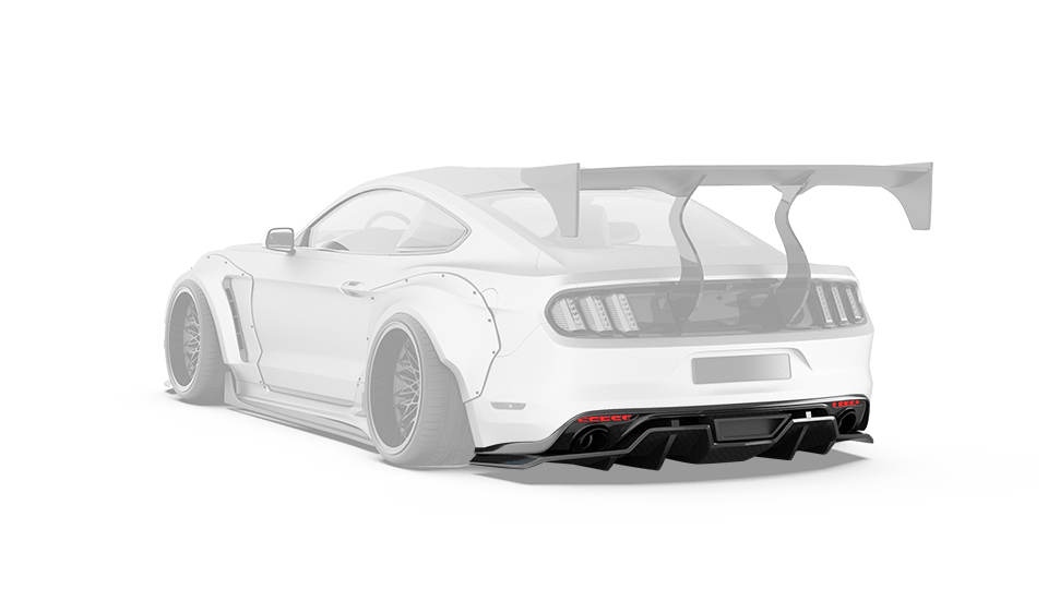 Robot  "STORM" Rear Diffuser For Ford Mustang S550.1 S550.2 GT EcoBoost V6 Carbon Fiber or FRP