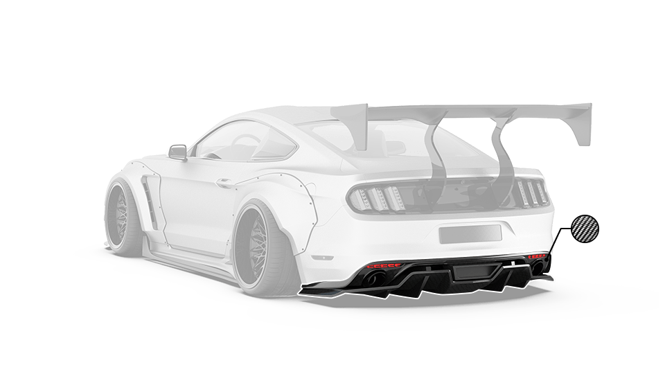 Robot  "STORM" Rear Diffuser For Ford Mustang S550.1 S550.2 GT EcoBoost V6 Carbon Fiber or FRP