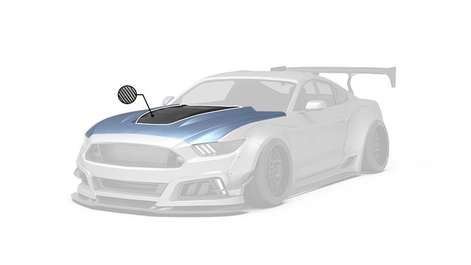 Robot Ver.2 FRP or Carbon Fiber "STORM" Hood Bonnet For Ford Mustang S550 S550.1 2015 2016 2017