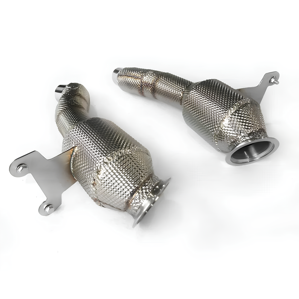 AME 304 stainless steel exhaust downpipe catless for Ferrari 458 2010-2015 4.5L downpipe high flow heat shield downpipe